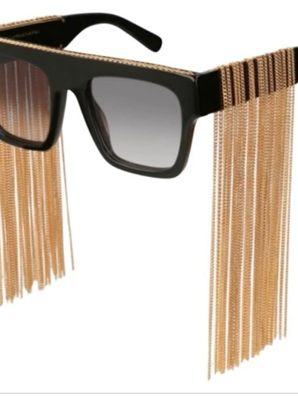 Stella McCartney Falabella black Sunglasses with Gold Chain Fringe